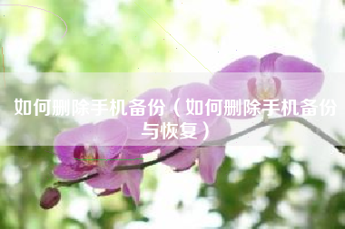 如何删除手机备份（如何删除手机备份与恢复）